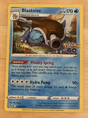 $2.95 • Buy Blastoise - 017/078 - Holo Rare - Pokemon Go - NM/M - Pokemon Card
