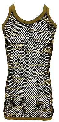 Mens Camo String Mesh Vest 100% Cotton Camouflage Fish Net Fitted String Vest • £6.45