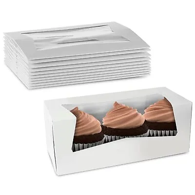 MT Products Cupcake Box - 9  X 4  X 3.5  Auto-Popup White Bakery Boxes With Wind • $19.77