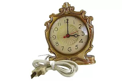 Vintage Mid-Century SESSIONS Gold Tone Ornate Electric Desk Or Mantle Clock • $35.99