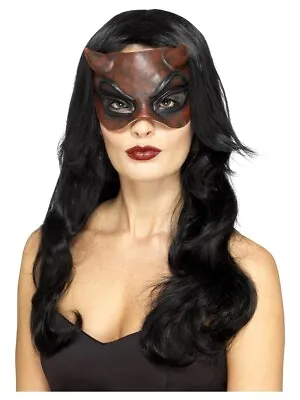 Red And Black Masquerade Women's Fancy Dress Latex Mask • £3.15