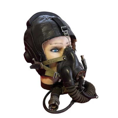 £189.46 • Buy Russian Soviet Air Force USSR Fighter Pilot Leather Helmet + Oxygen Mask 1978y.