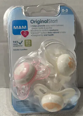 Mam  ORIGINAL START 3 Pack Pacifiers 0-3m Soothe & Comforts Baby • $5