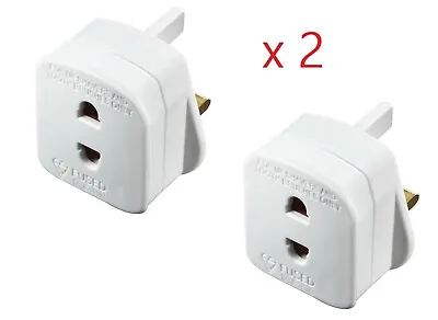 £5.98 • Buy 2 X Quality 1Amp Shaving Plug Adapter UK 2 To 3 Pin Electric Toothbrush Adapter