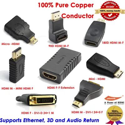 HDMI Adapter Coupler M/F F/M 90 Degree 270 Degree Mini-HDMI Micro-HDMI LOT • $11.39