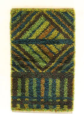 £280 • Buy Mid Century Scandinavian Rug GREEN MODERNIST ABSTRACT 1960's 1970's