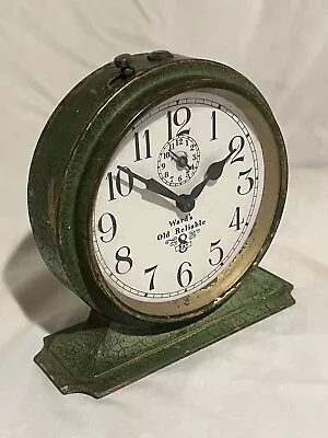 1920 Antique Green Ingraham Ward's Old Reliable 8 Day Alarm Clock-Runs Strong • $100