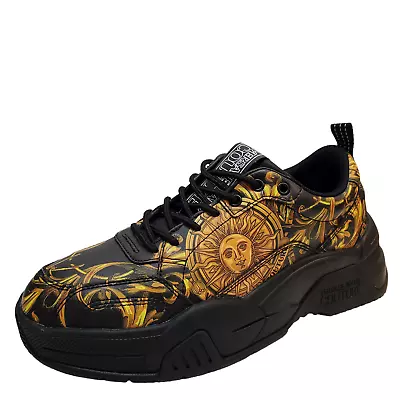 Versace Jeans Couture Mens Shoes Stargaze Sneakers 8M US 41 EU Black Gold MSR... • $188.59