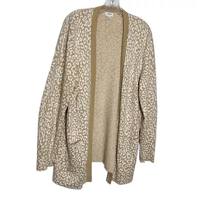 J. Crew Factory Open Cardigan Women's XL Camel & White Animal Print Pockets • $32.41