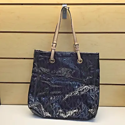 Michael Michael Kors Jet Set Bag Black Patent Leather Logo Tote Purse Handbag • $99.95
