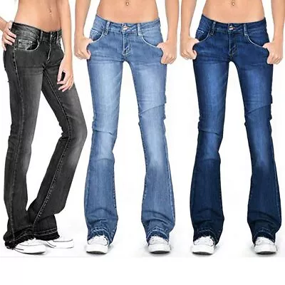 £5.63 • Buy Womens Bootcut Jeans Flared Denim Pants High Waist Skinny Jeggings Trousers Size