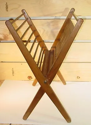 Vintage MCM Fabulous Folding Wood Magazine Rack  • $48