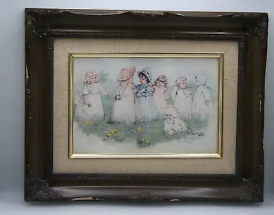 Vintage 1988 Maude Humphrey Victorian Art Print Springtime Gathering 12x9 Frame • $14.95