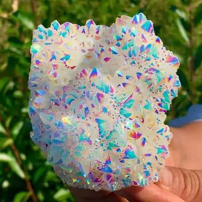 80-100g Natural Rainbow Crystal Aura Titanium Cluster VUG Specimen Stone Healing • £8.99