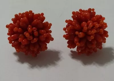 Vintage Faux Coral Branch Clip Screw Earrings • $18