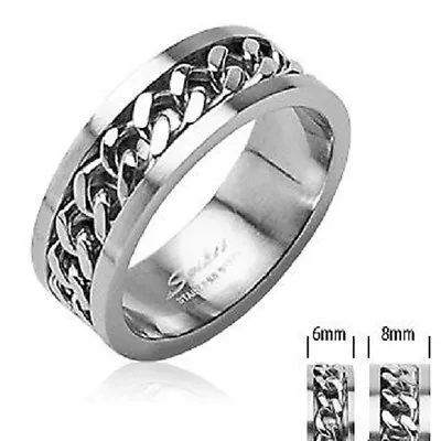 New Mens 316l Stainless Steel Spin Chain Ring Band Choose Size Uk Seller (h41) • £3.94