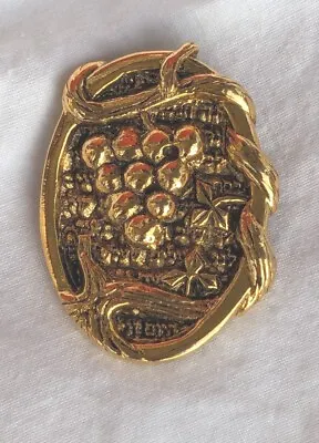 Vintage Signed FRANK MEISLER Israel Gold Plated Grape Large Pendant Brooch Pin • $21