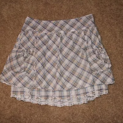 Venezia Skirt Women's 18 Off-White Plaid Knee-Length Pockets • $14.99