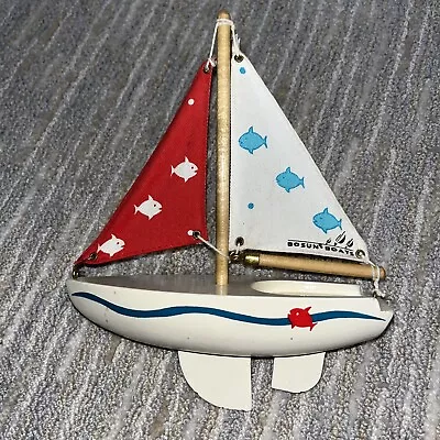 Bosun Boat- Childs Model W/Fish Printed Sails  8  Tall 7  Wide PLUS FREE GIFT • $12