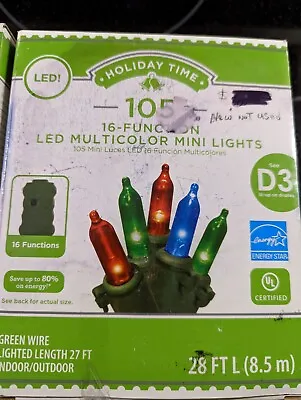 $25 • Buy Holiday Time Christmas String Lights Led 16 Function 105 Multi Color Mini Lights