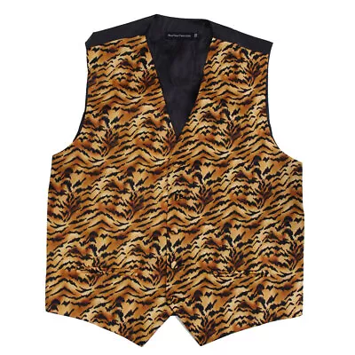 Men's Tiger Animal Print Tuxedo VEST ONLY Proms Fashion Waistcoat • $22.95