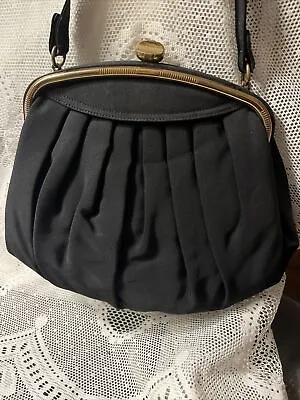 MM Morris Moskowitz Vintage Satin 1950's Purse Evening Bag Black Coin 2 PC • $18.50