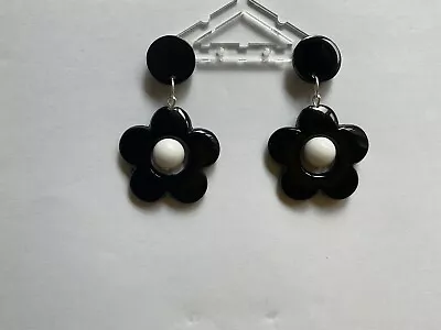 Long Drop 60’s Style Black And White Earrings • £5.25
