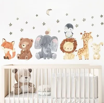£13.99 • Buy Safari Woodland Animals Wall Stickers Playroom Kids Bedroom Wall Decals 