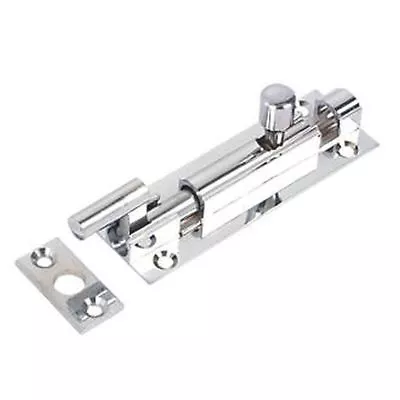 NECKED CRANKED Chrome Bathroom Toilet Cupboard Barrel Door Lock Slide Bolt 3  • £4.99