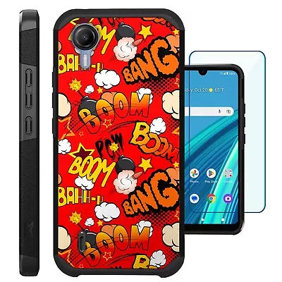 For Cricket Debut S2/AT&T Calypso 4 Phone Case+Screen Protector COMIC BOOM RED • $16.50