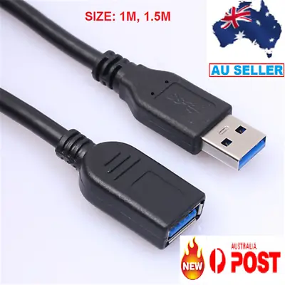 $7.99 • Buy USB 3.0/2.0 Extension Cable Male To Female M/F 1M Super Speed Data Wire Cord AUS