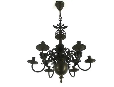 Gothic Castle Chandelier With 6 Candles Bronze Not Electrified 19thC Impressive • $1100