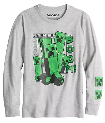 Minecraft ☆ Big Boys' Creeper Long Sleeve T-shirt ☆ Sizes S-XL • $19.95