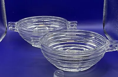 2 Anchor Hocking MANHATTAN Crystal 4.5  Double Handled Berry Bowls Circa 1938  • $0.99