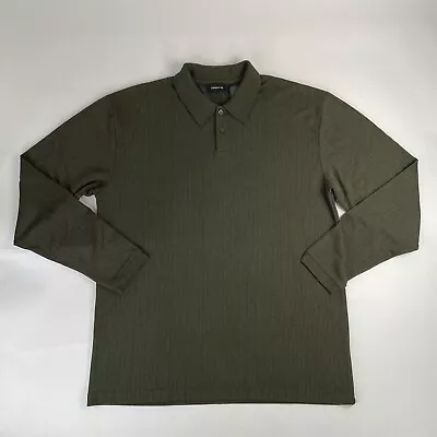 Claiborne Polo Shirt Large Green Mens Long Sleeve Collar Casual Plain Basic Used • $16.14