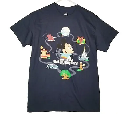 Walt Disney World Parks Epcot Mickey Mouse Cinderella Castle T Shirt Navy Medium • $12.99