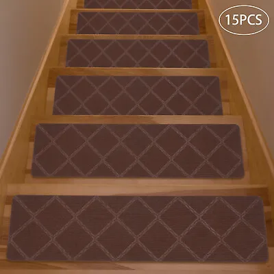 15PCS 8 X30  Indoor Stair Treads Carpet Mats Non-Slip Rugs For Wooden Steps • $36.49