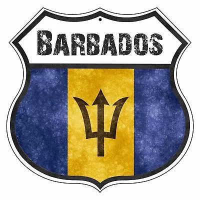 Barbados Country Flag Novelty Highway Shield Aluminum Metal Sign • $14.99