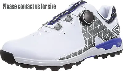 JAPAN MIZUNO Golf Shoes WAVE HAZARD SL BOA WIDE 51GM2175 White Blue F/S • $119.44