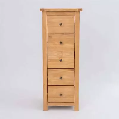 Chest Of Drawers 5 Drawer Oak-effect Narrow Bedroom Furniture Storage Wood Unit • £169.99