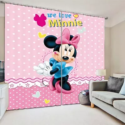 £117.37 • Buy Shy Blue Mickey Mouse 3D Curtain Blockout Photo Printing Curtains Drape Fabric