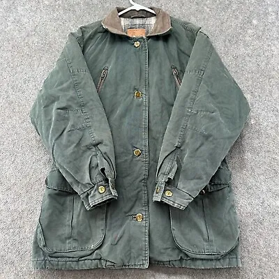 VINTAGE Arizona Jean Co Jacket Mens M Green Parka Flannel Lined Chore Coat 90s • $35.95