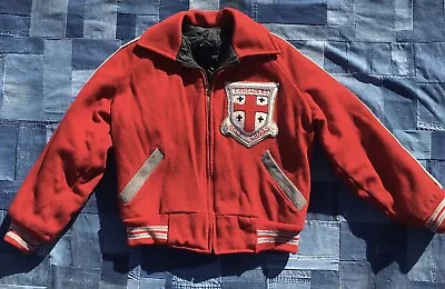 Rare Vintage High School Crusaders Holy Cross Varsity Letterman Jacket 50s S M • $95