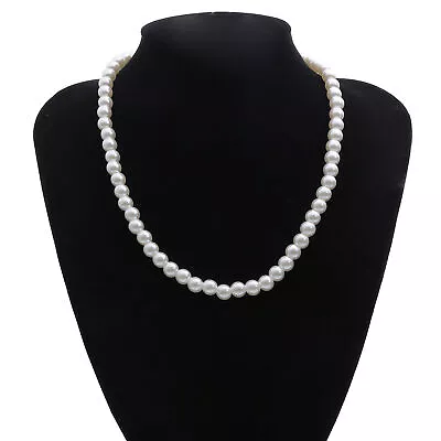 Fashion Women Men  White Pearl Necklace Freshwater Pearl Choker Long 16-18  US • $10.98