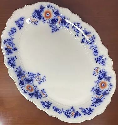 Antique W H Grindley Derby Christmas Dinner Lunch Charger Roast Flower Blue 1883 • £17.99