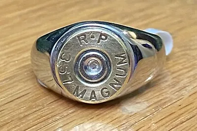 Remington 357 Magnum Brass Bullet Casing Women’s Silver Ring Size 8 • $19.99