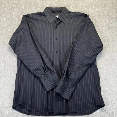 Agnes B Homme Paris Button Shirt Button Up Mens Size 42 Black Strips Long Sleeve • $44.88