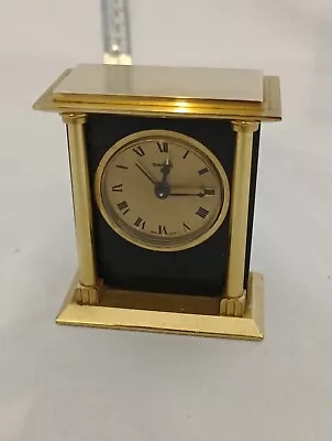 Vintage Brass Swiza 8 Day Swiss . Desk Alarm Clock Working Well A20 • $12.62