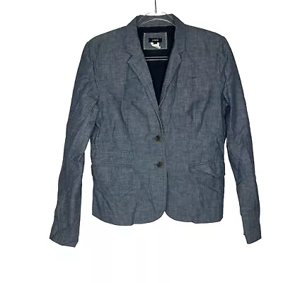 J. Crew Women’s Schoolboy Blazer Denim Style Chambray  2-Button Size 6 Classic • $31.39