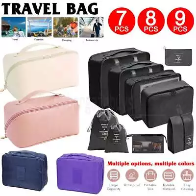 $9.49 • Buy 8PCS Packing Cubes Travel Pouches Luggage Organiser Suitcase Clothes Storage Bag